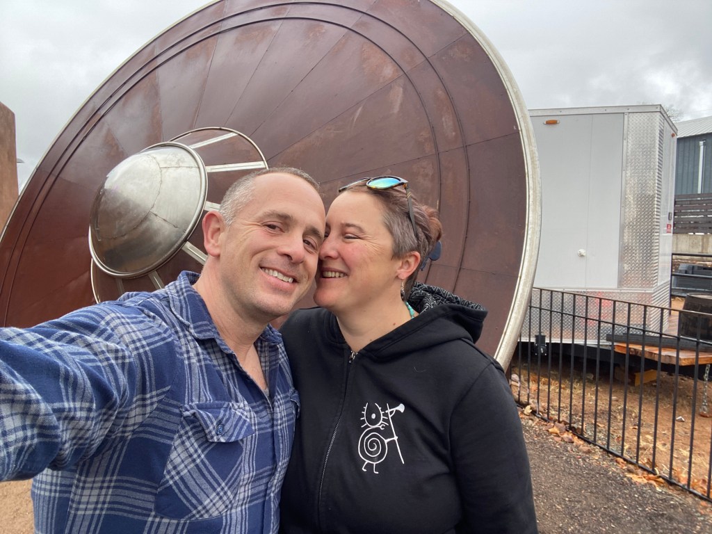 Sarah and Matt at the UFO landing site in New Mexico. 